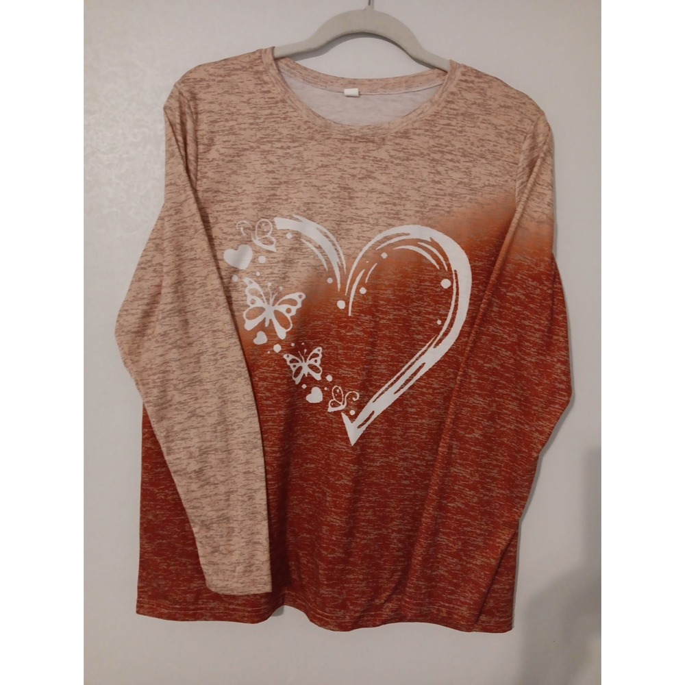 Unbranded Crewneck‎ top Women's Sz.L Burnt Orange Ombré  Lightweight ...